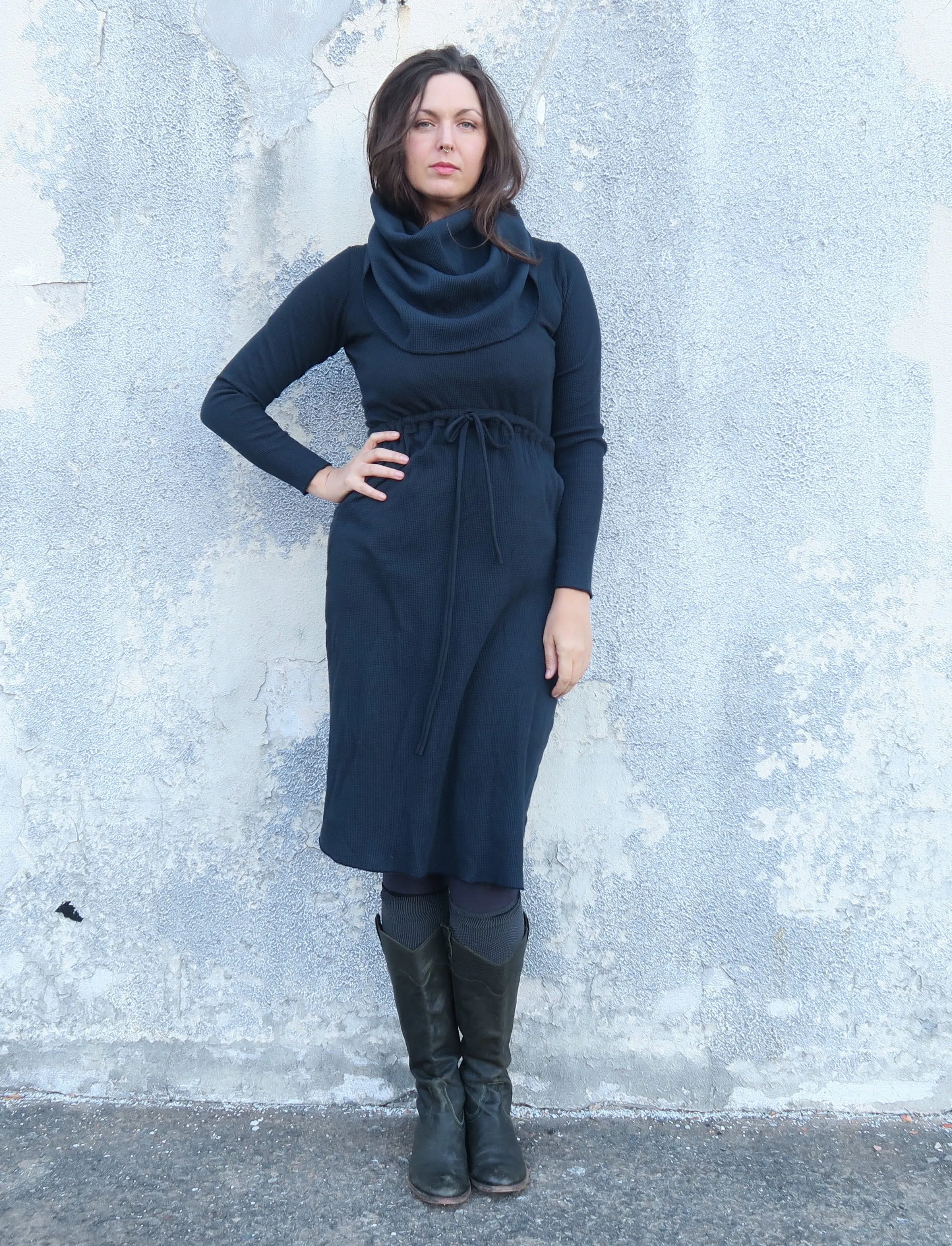 Super Cowl Gaia Below Knee Dress