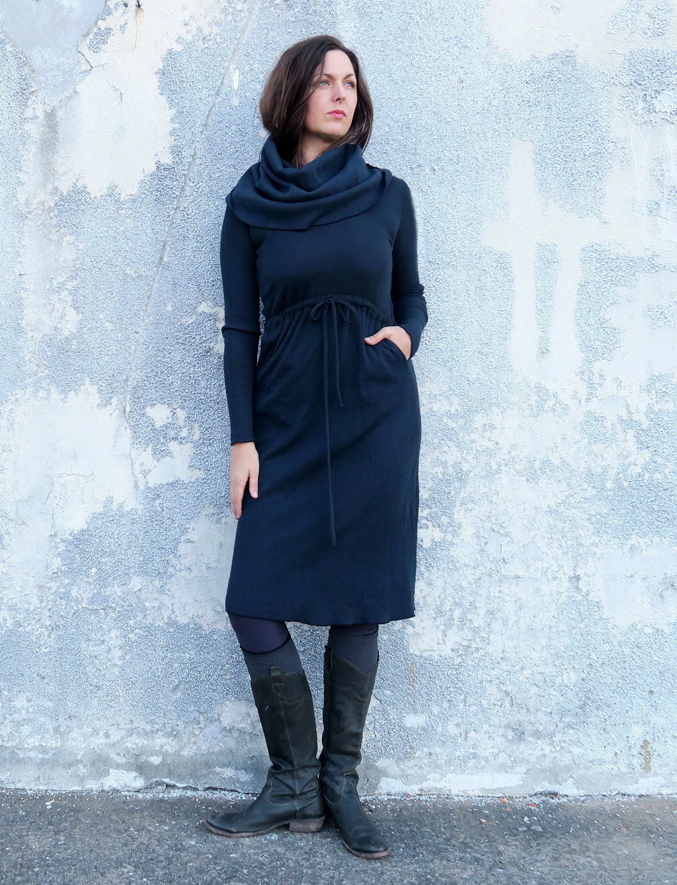 Super Cowl Gaia Below Knee Dress