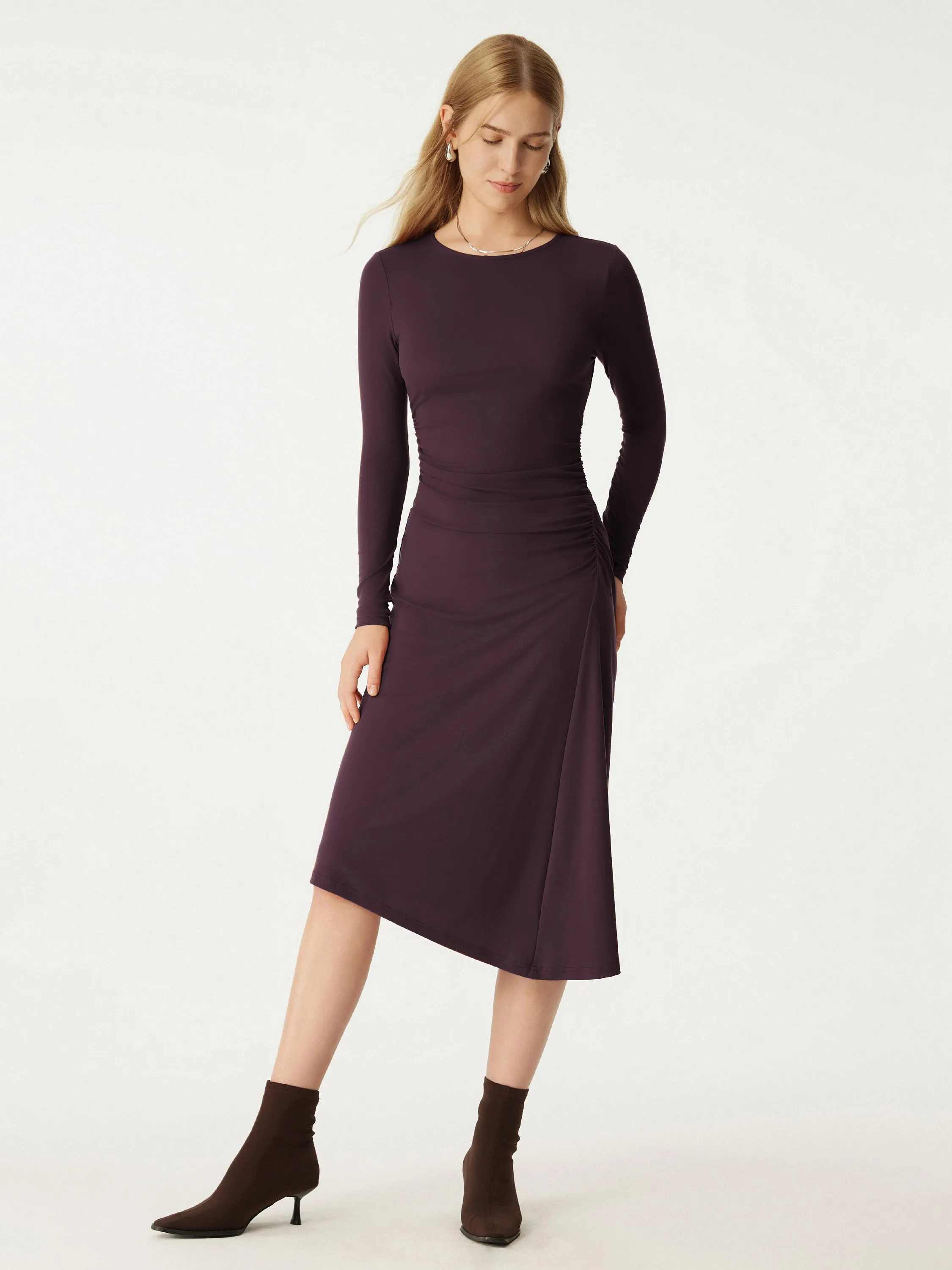 Tencel Asymmetrical Midi Dress