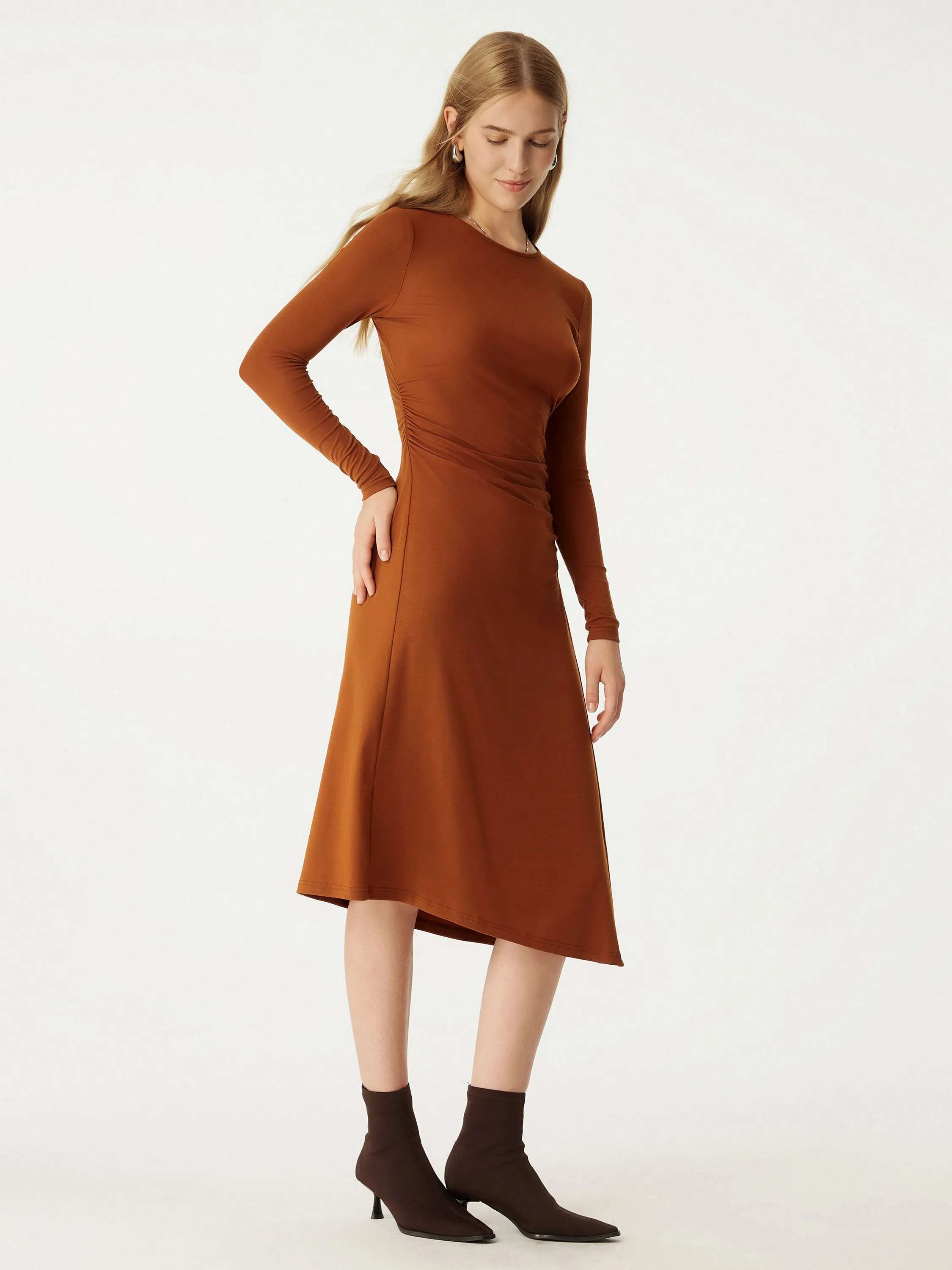 Tencel Asymmetrical Midi Dress