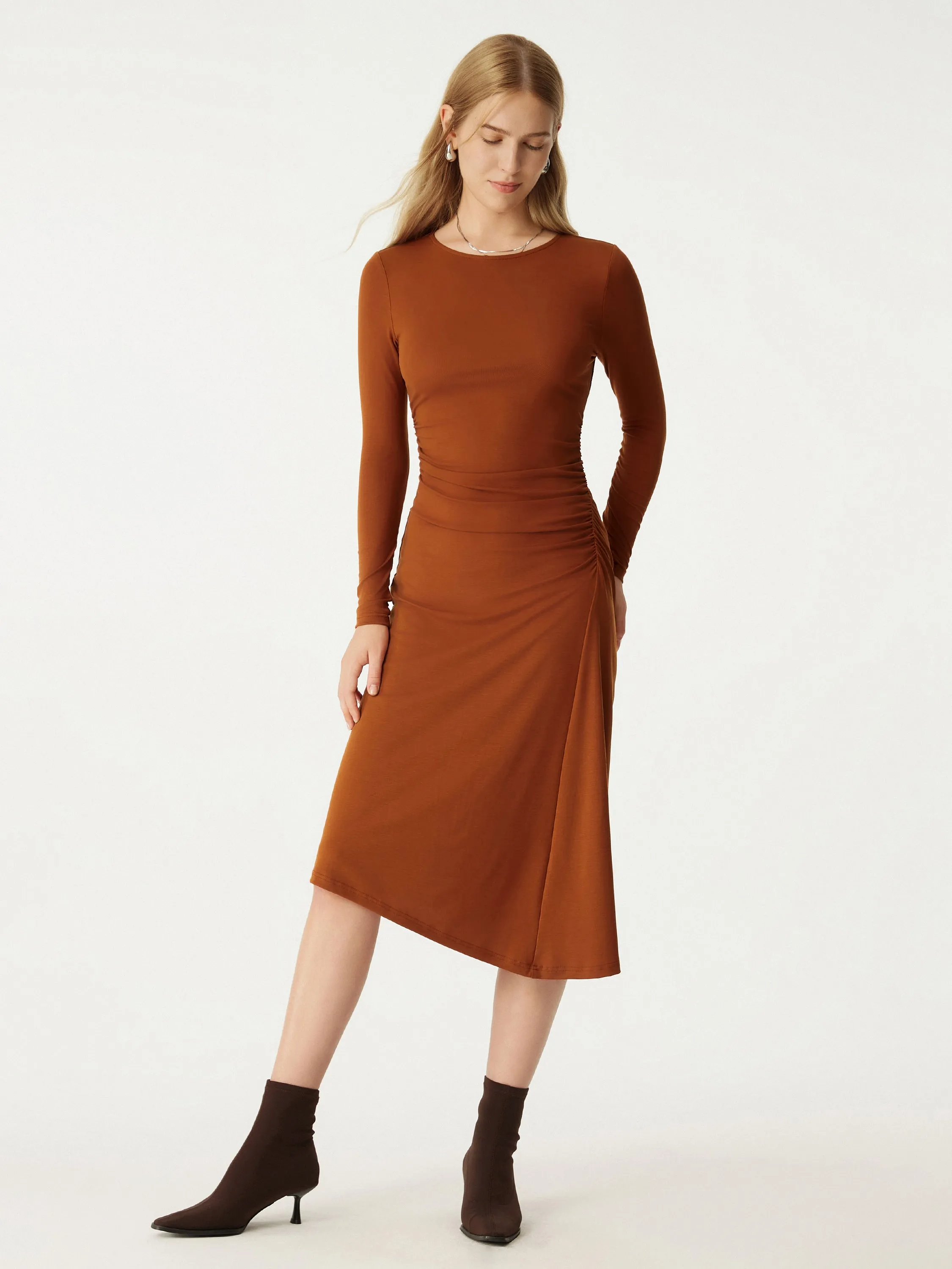 Tencel Asymmetrical Midi Dress