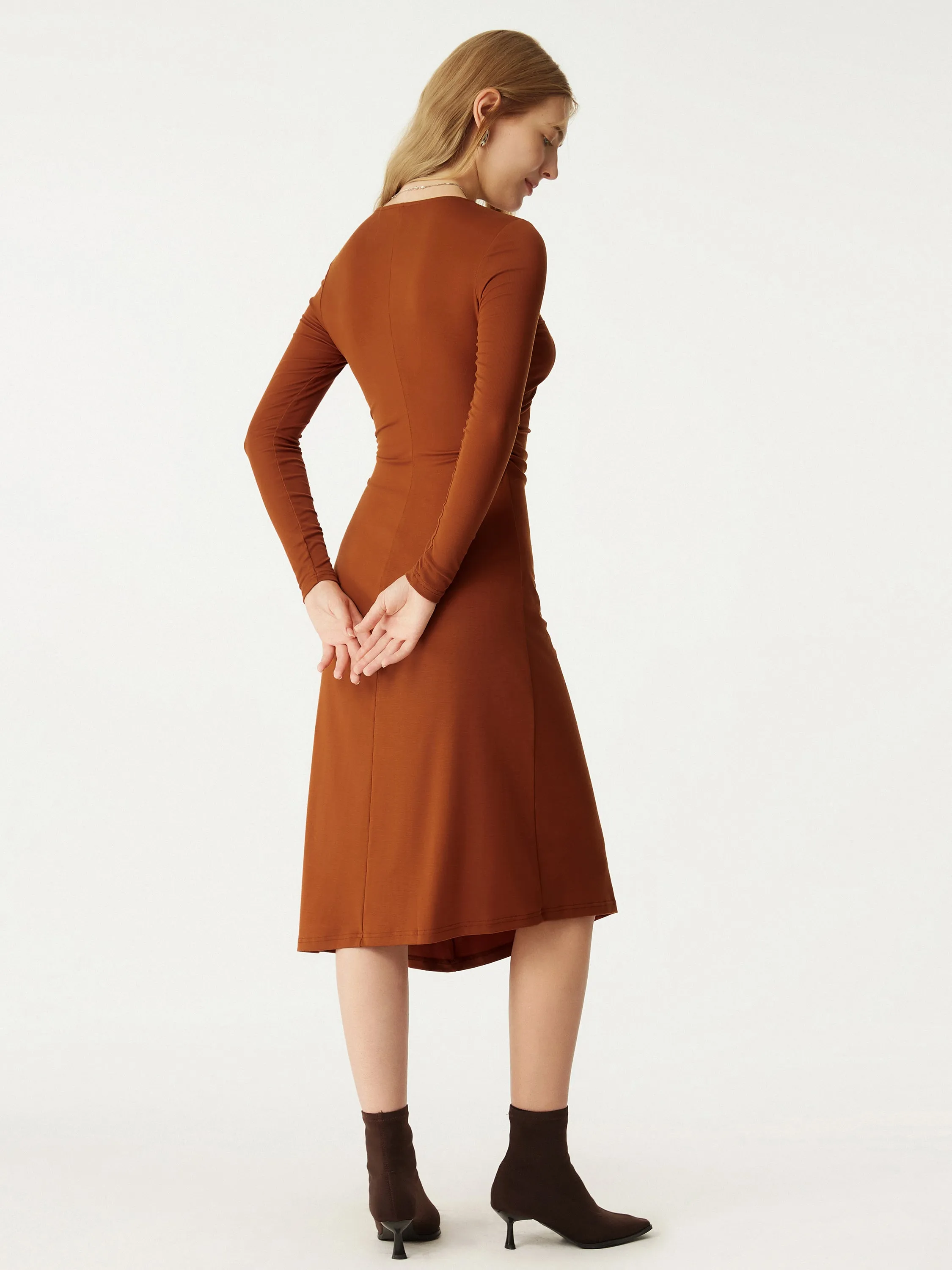 Tencel Asymmetrical Midi Dress