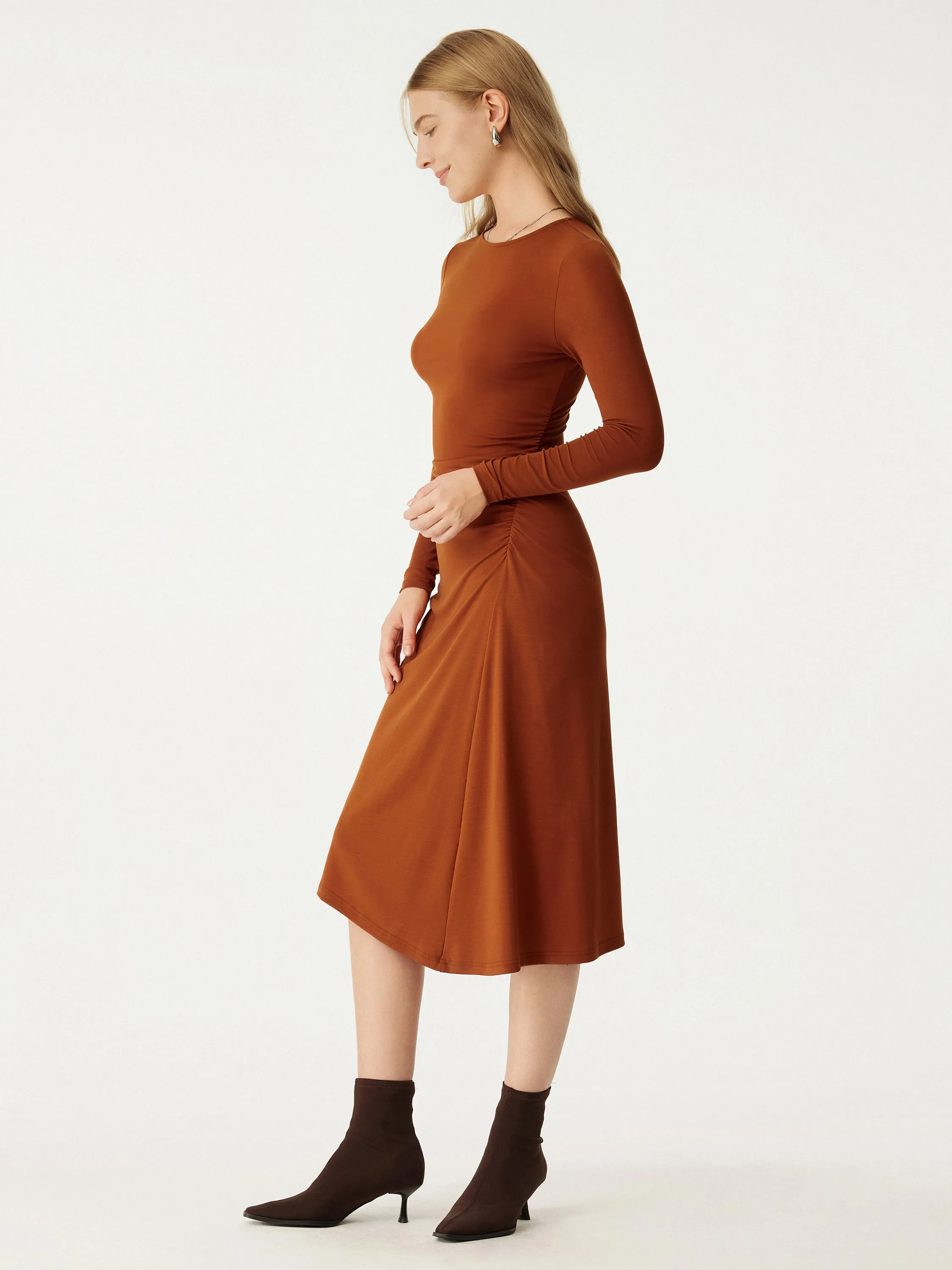 Tencel Asymmetrical Midi Dress