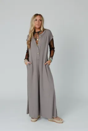 The Nest Davina Wide Leg Jumpsuit - Mushroom