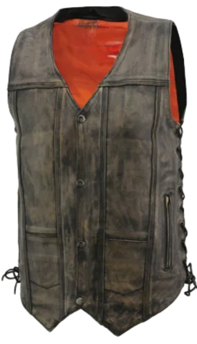 The "Austin" Distressed Brown Leather Vest