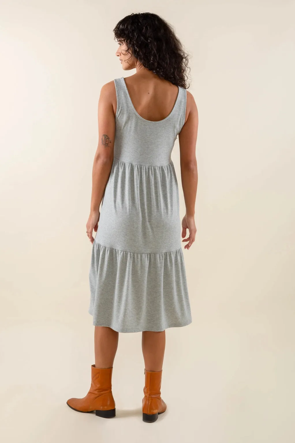 The Riley Ribbed Tank Dress by NLT - Heather Grey