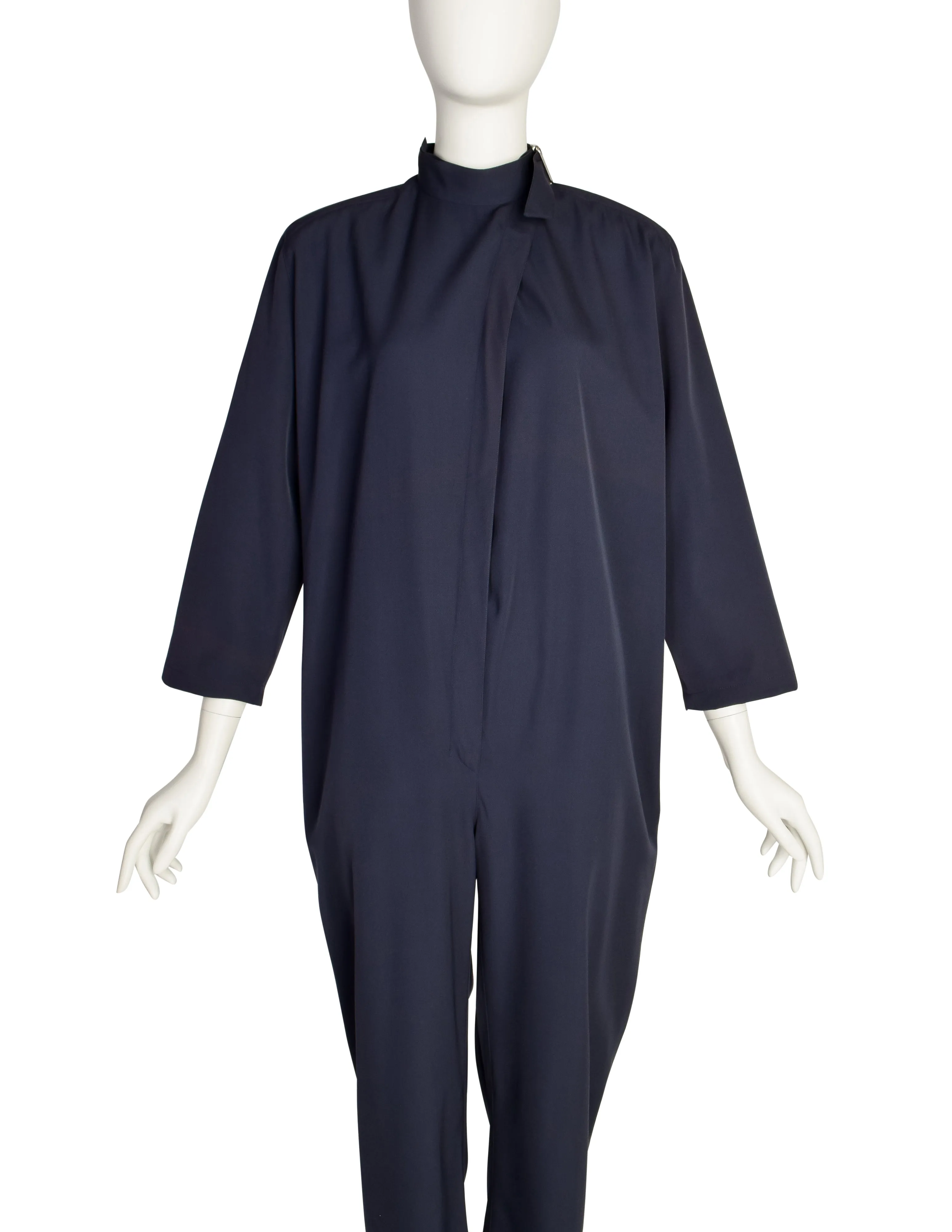 Thierry Mugler Vintage Navy Blue Cropped Jumpsuit