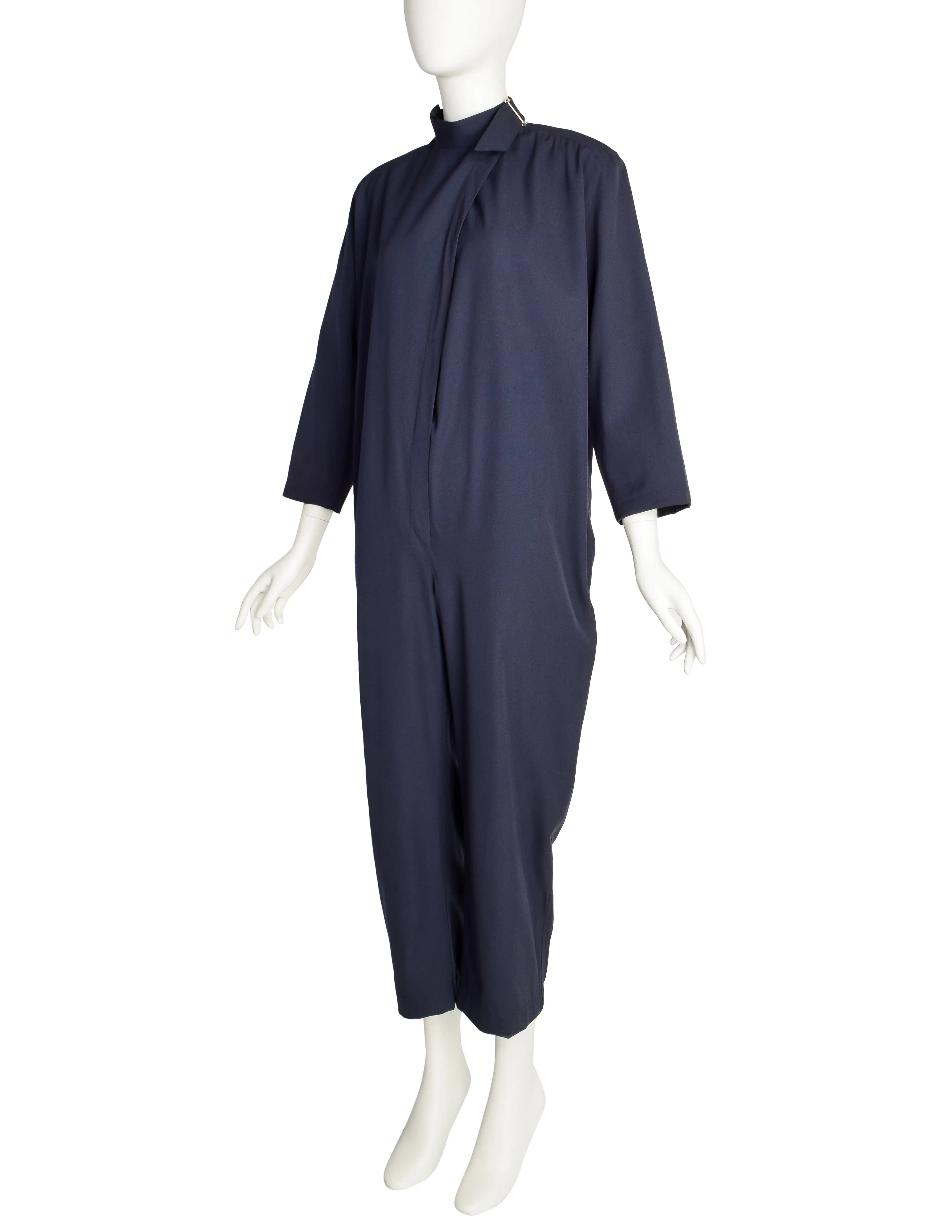 Thierry Mugler Vintage Navy Blue Cropped Jumpsuit