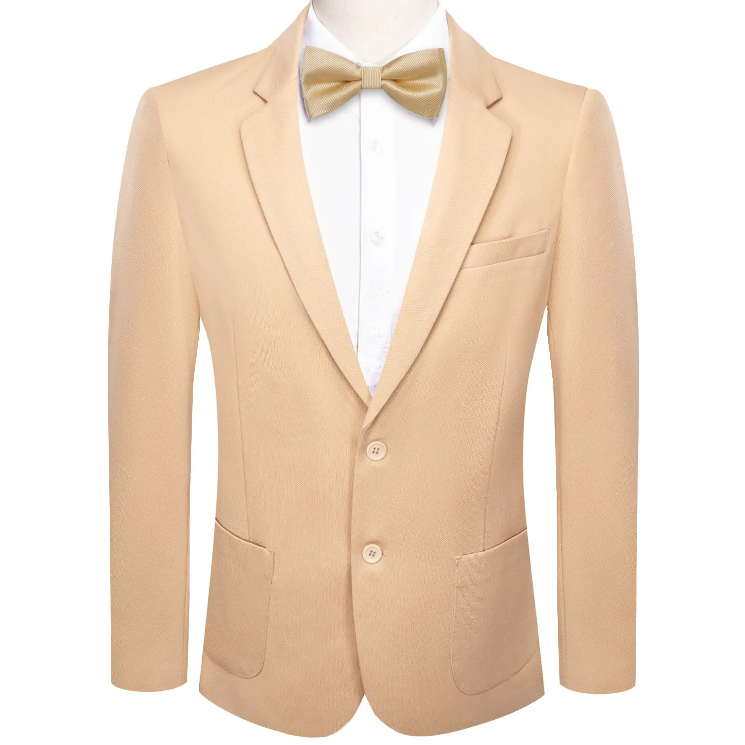 Ties2you Knit Dress Suit Beige Solid Notched Collar Silk Suit for Men