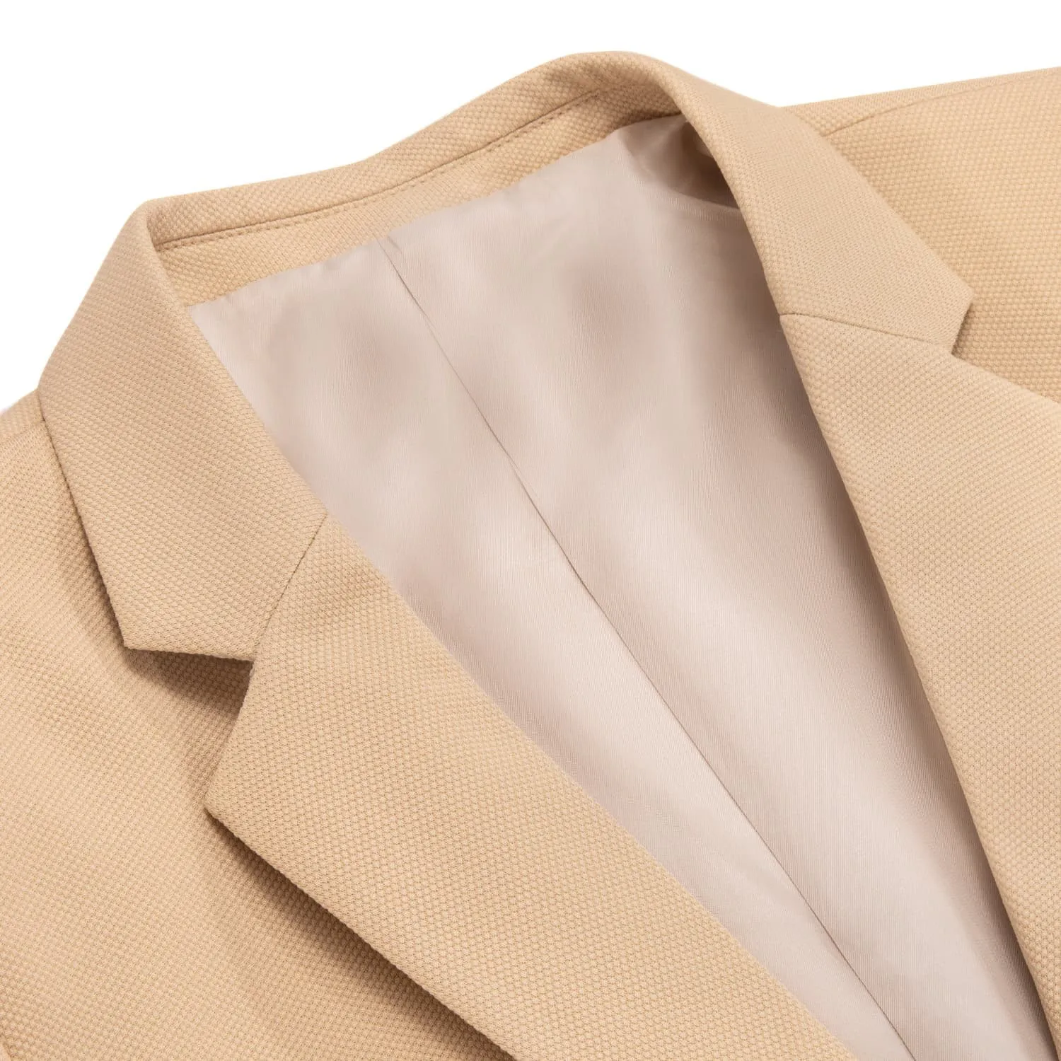 Ties2you Knit Dress Suit Beige Solid Notched Collar Silk Suit for Men