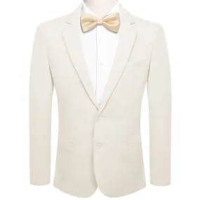 Ties2you Knit Dress Suit Cream White Solid Notched Collar Silk Suit for Men