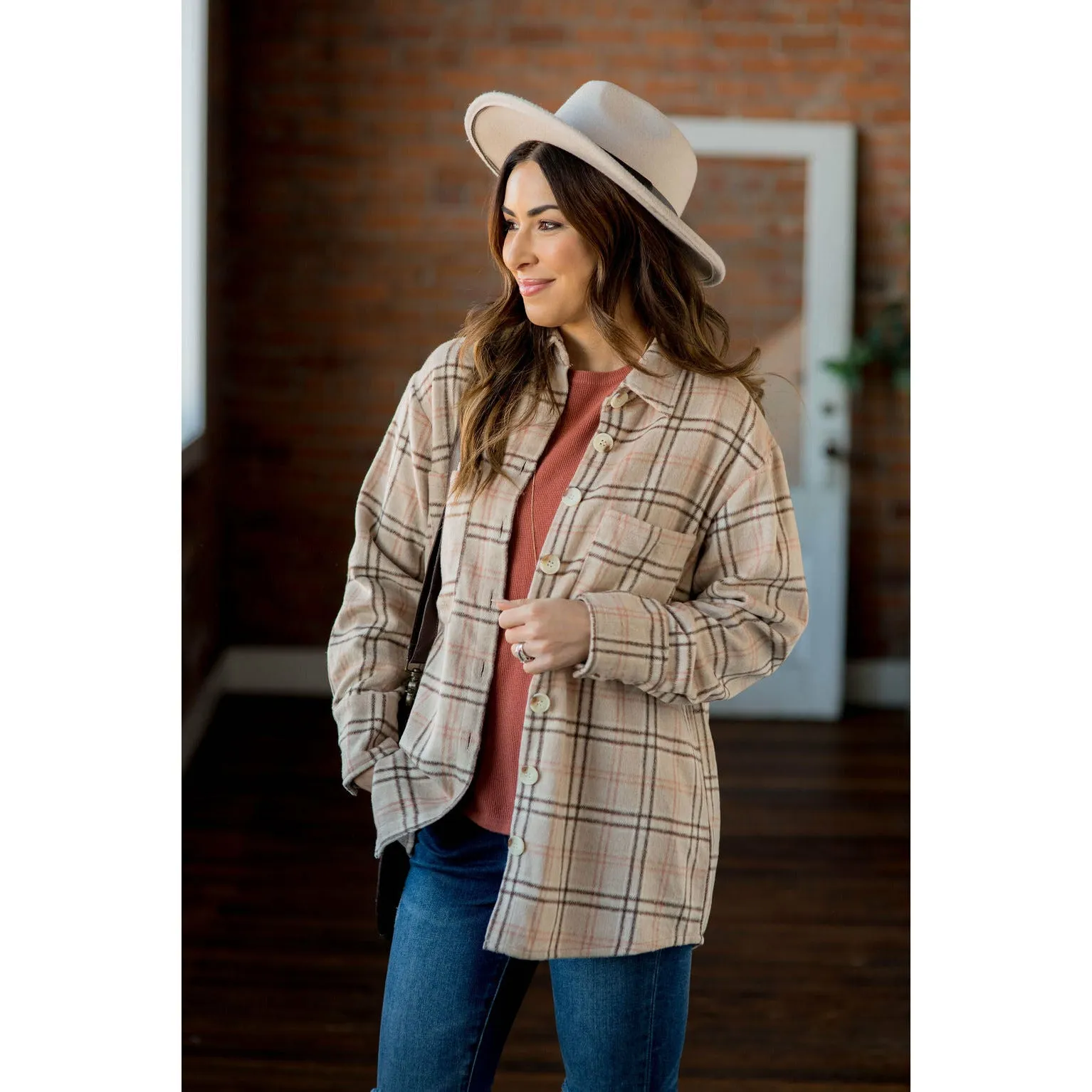 Touch of Marsala So Soft Plaid Shacket