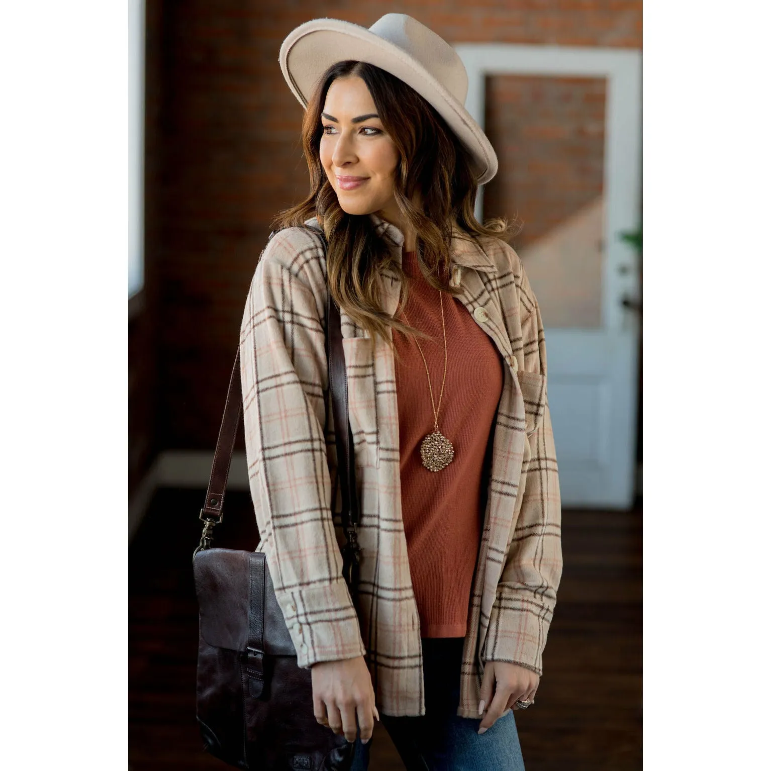 Touch of Marsala So Soft Plaid Shacket