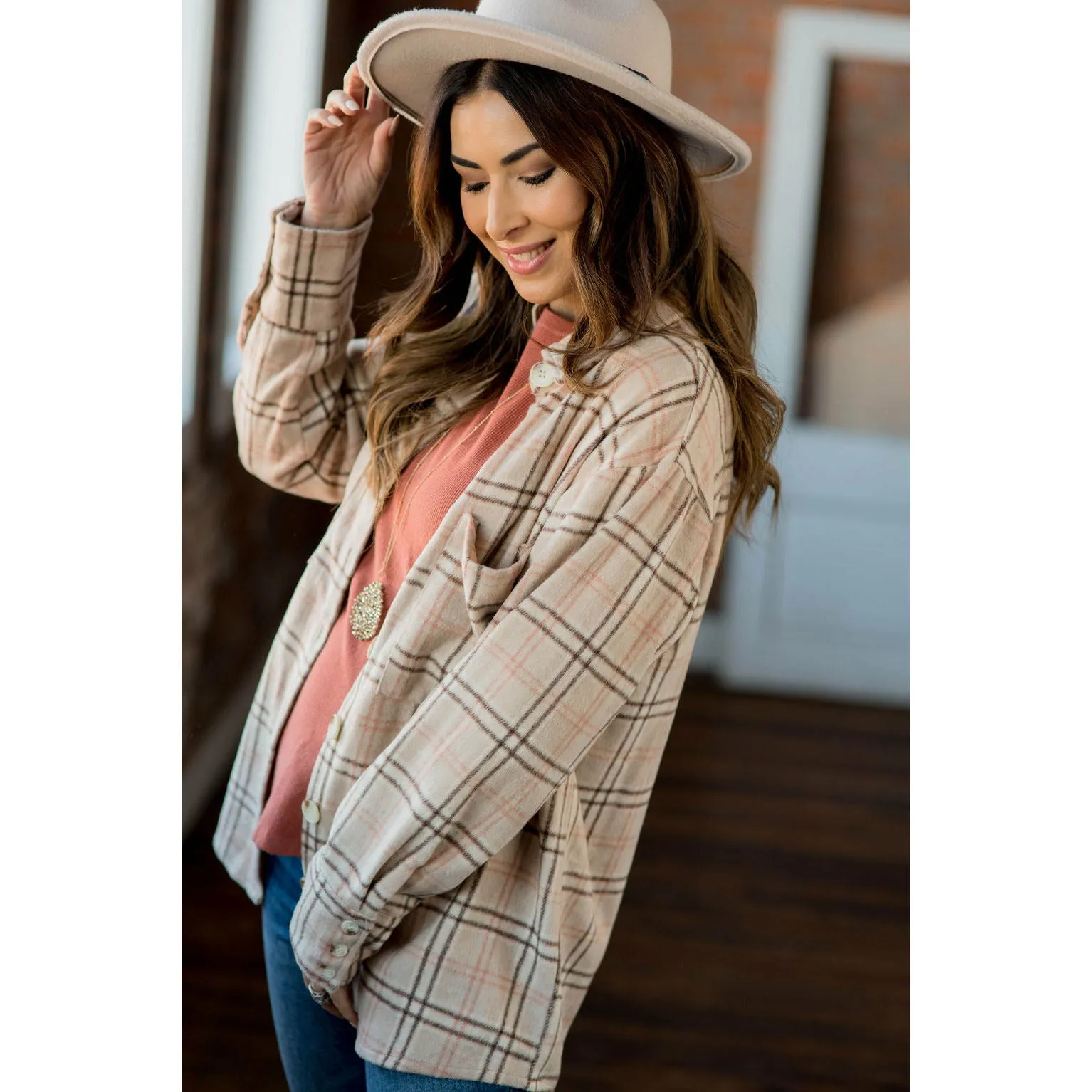 Touch of Marsala So Soft Plaid Shacket