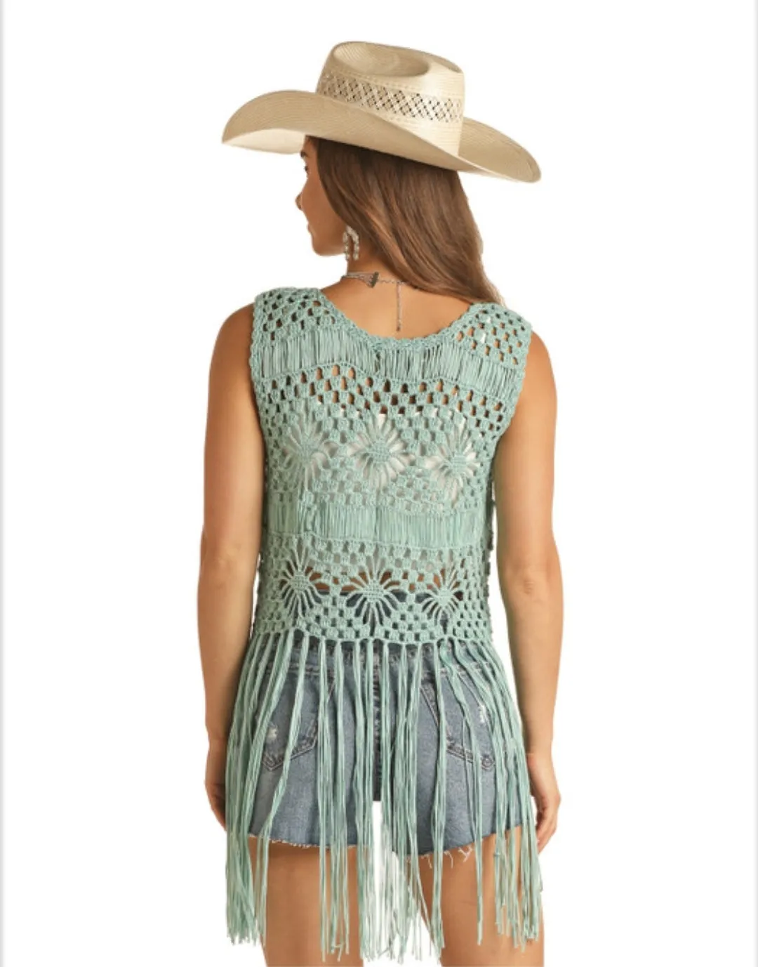 Turquoise fringe vest