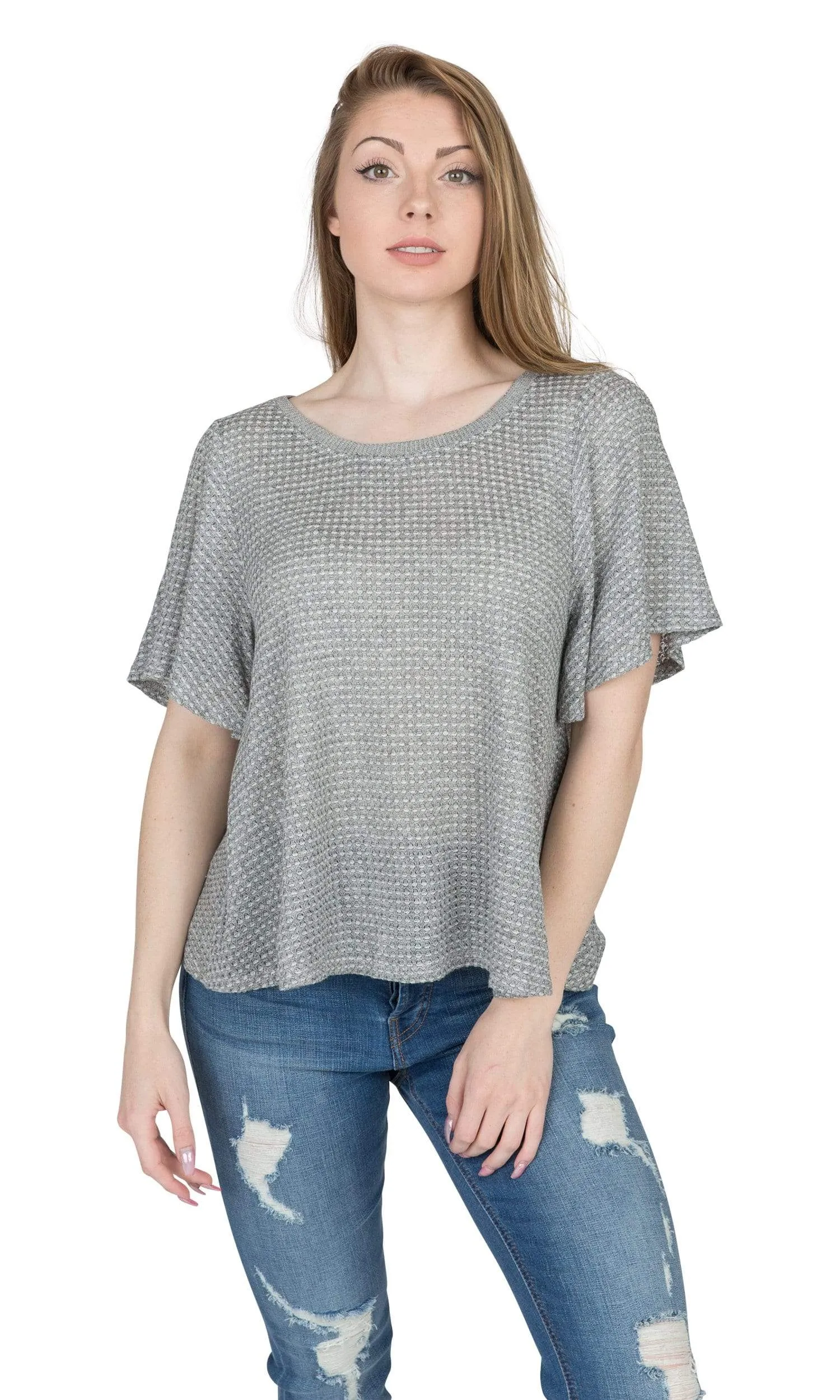 Velvet by Graham & Spencer Ramana Sheer Thermal Knit Swing Top