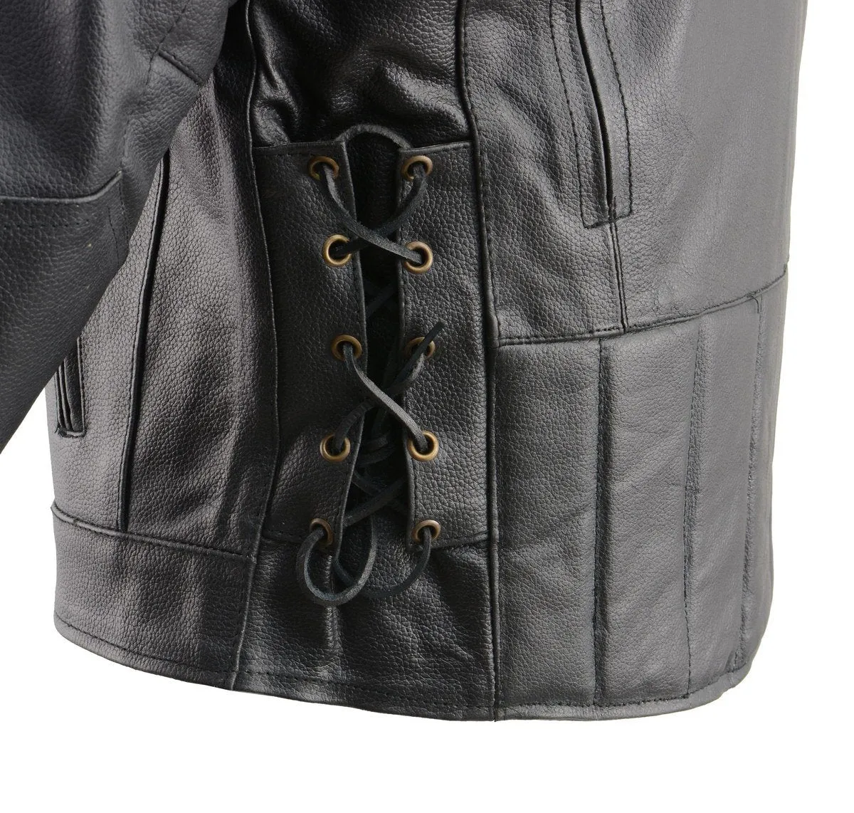 Vented racer leather motorcycle jacket