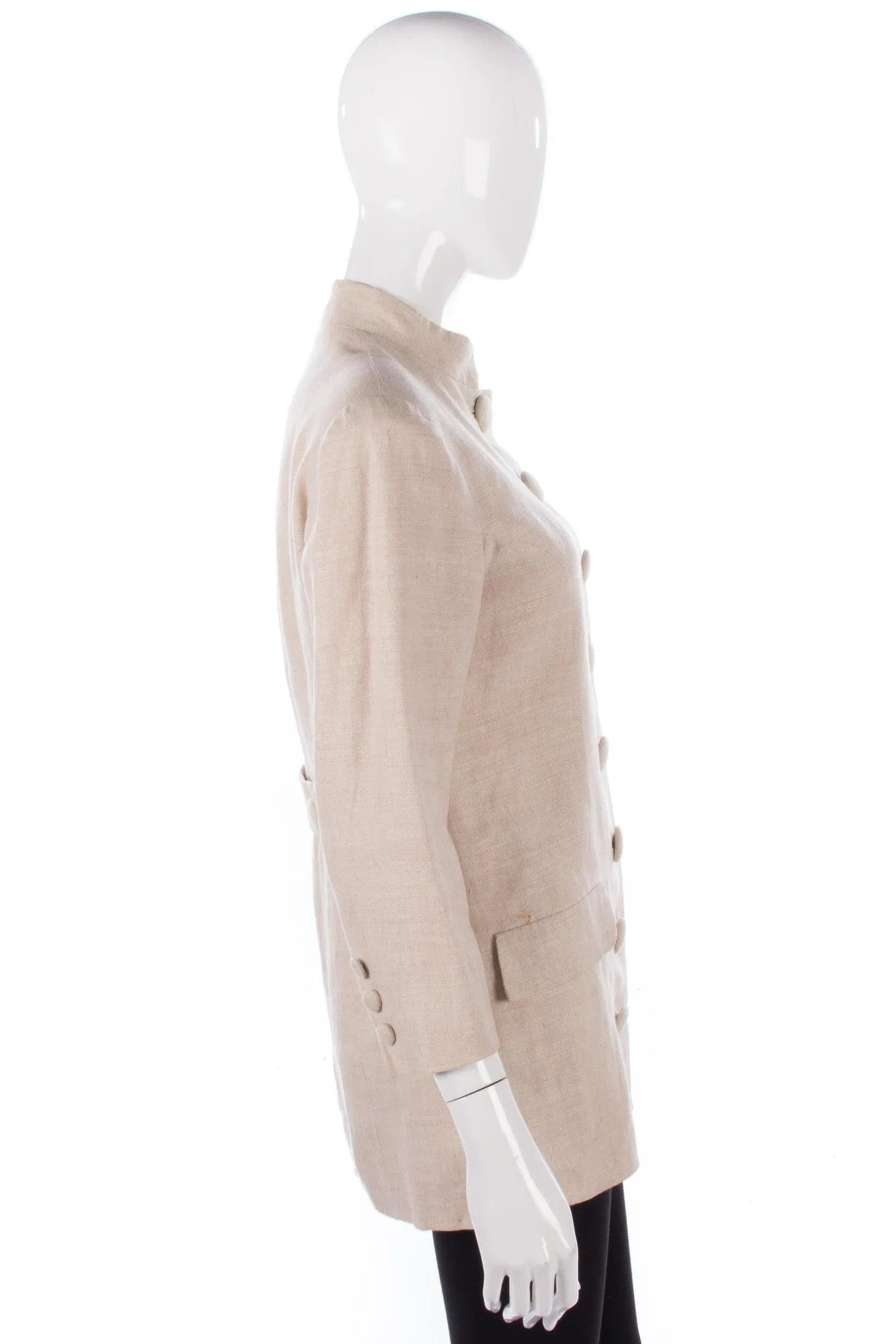 Vintage Linen Silk Lined Jacket Cream Size 12