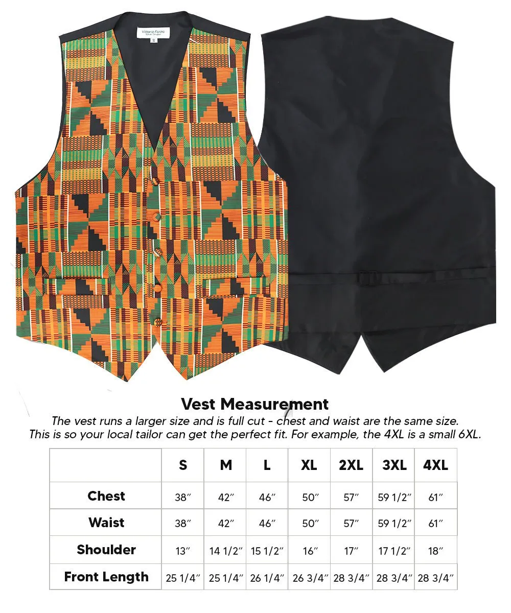 Vittorio Farina Men's Kente Satin Vest and Bow Tie Set