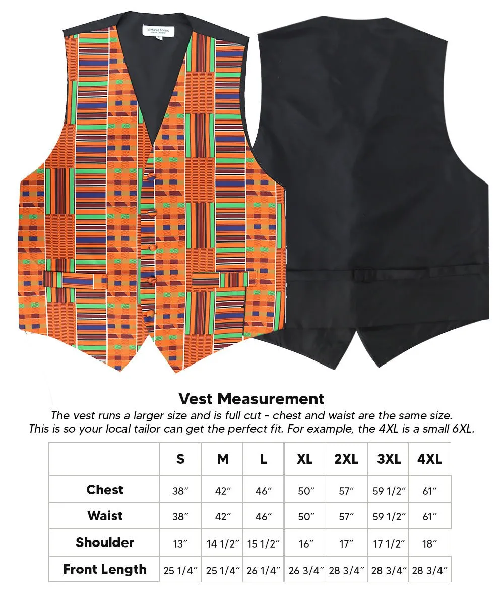 Vittorio Farina Men's Kente Satin Vest and Bow Tie Set