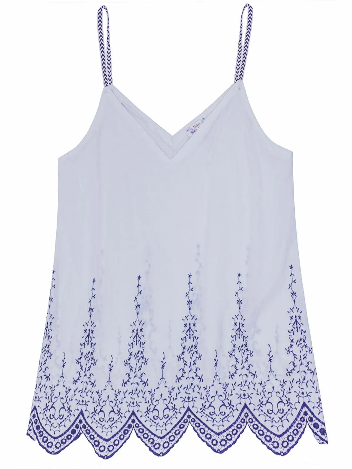 White Embroidered Cotton Cami