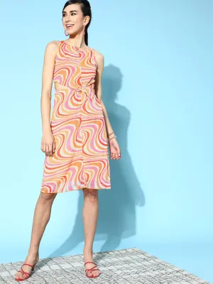 Women Multicolour Striped Front Twisted Dress