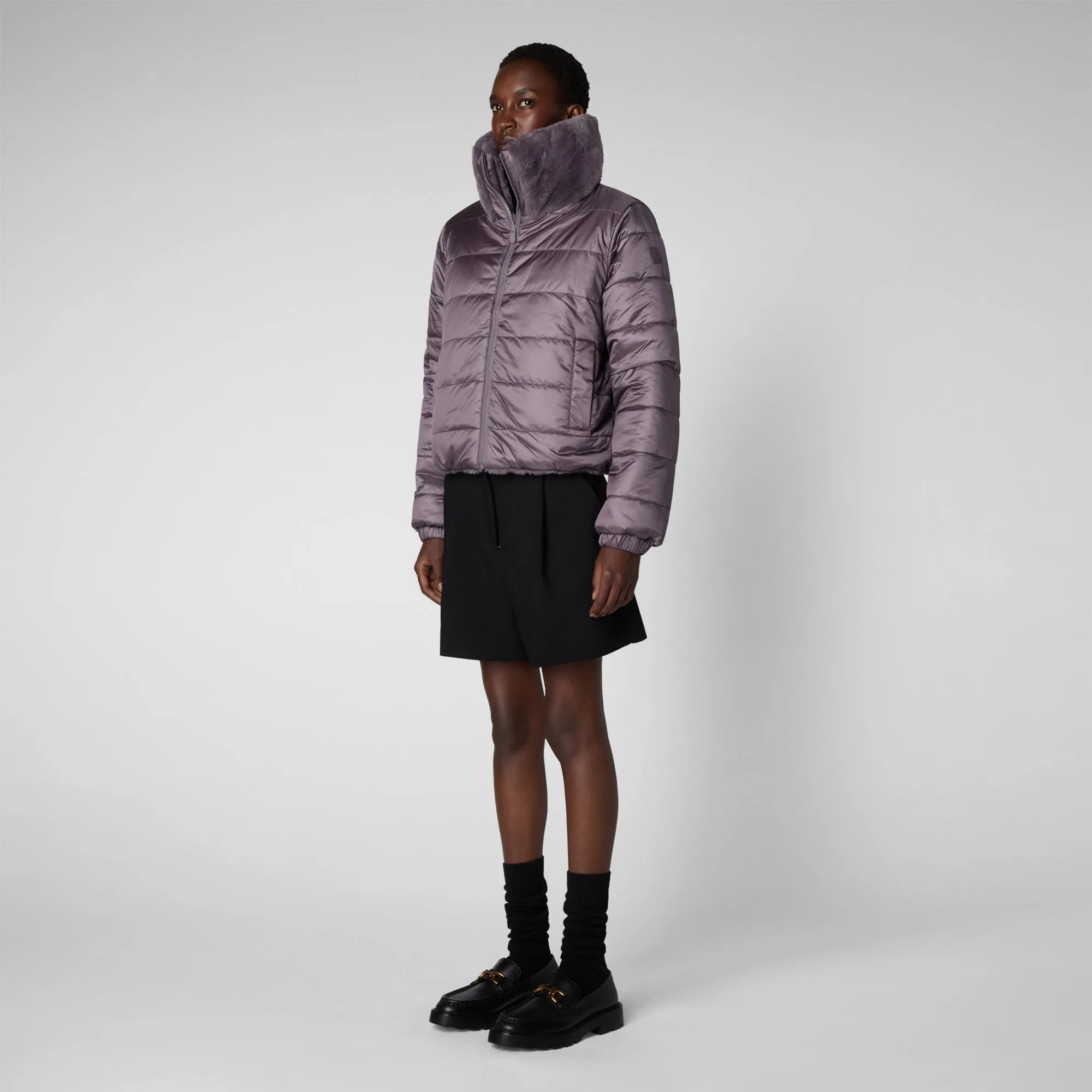 Women's Jeon Reversible Faux Fur Jacket in Ash Violet