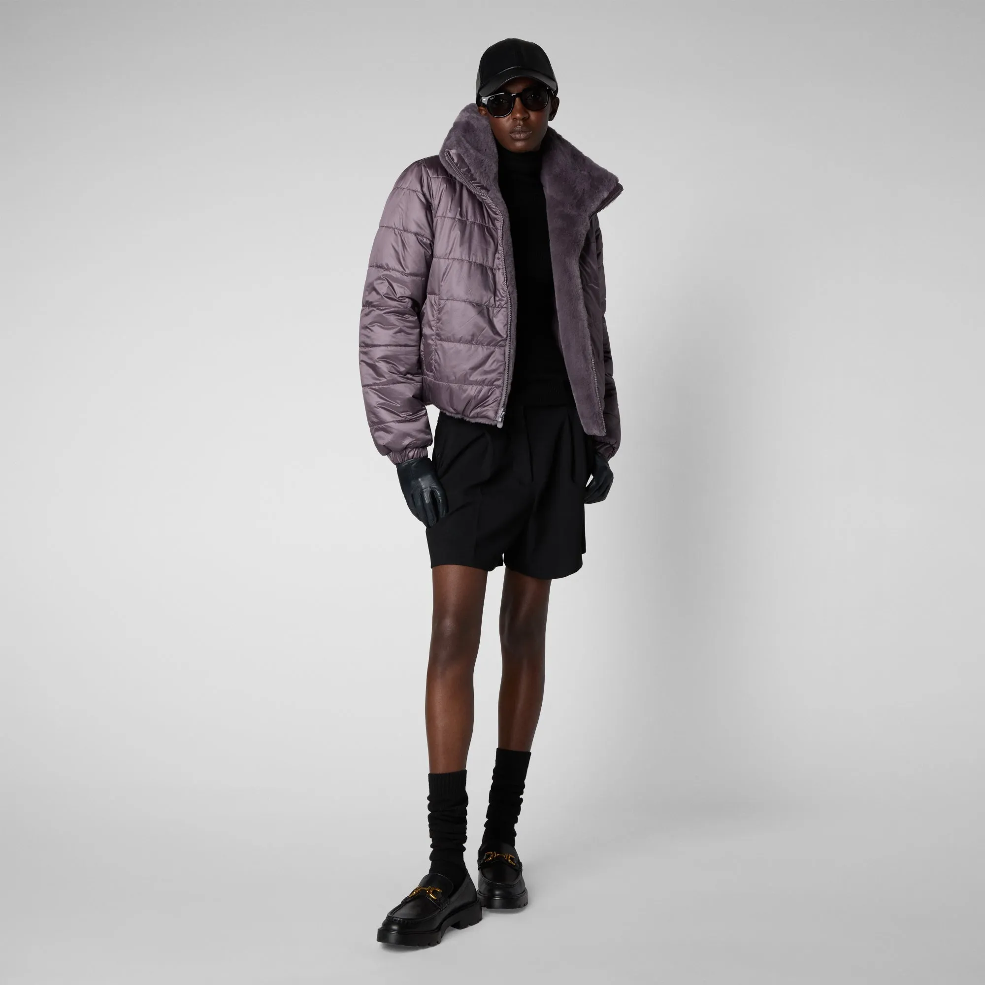 Women's Jeon Reversible Faux Fur Jacket in Ash Violet