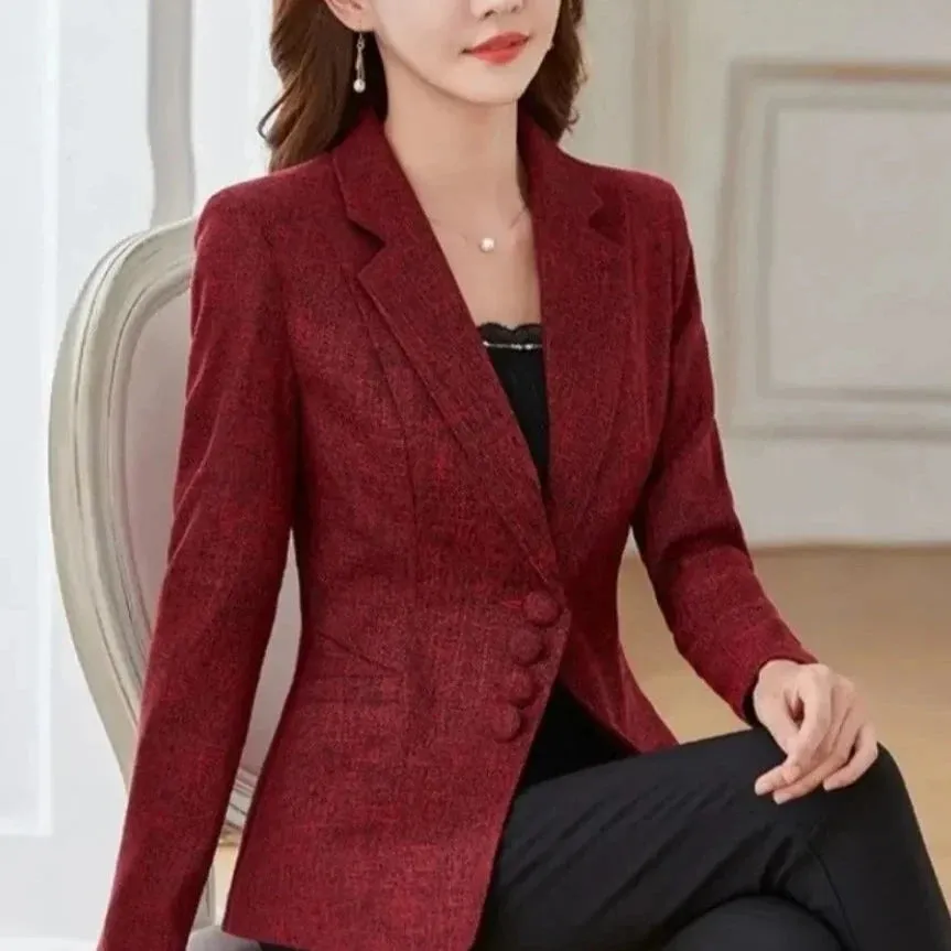 Womens Three Buttons Business Casual Blazer Jacket