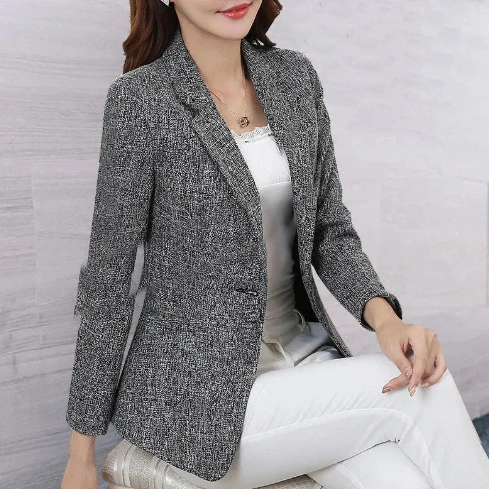 Womens Three Buttons Business Casual Blazer Jacket