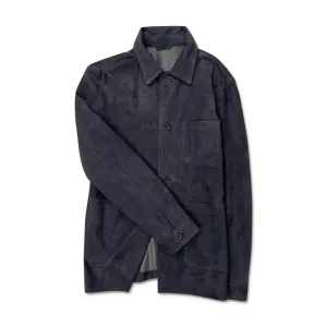 Worker Jacket in Navy Blue Suede